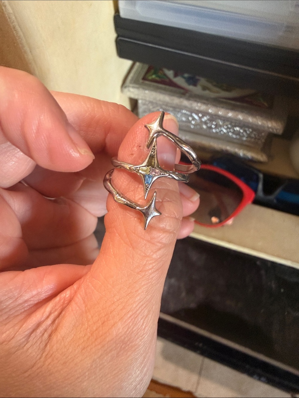 Silver Starburst Open Ring - Sterling Look